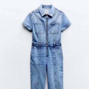 Zara Long denim jumpsuit